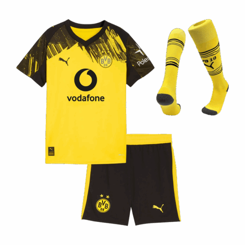 Borussia Dortmund Home Kids Soccer Jerseys Full Kit 2025/26