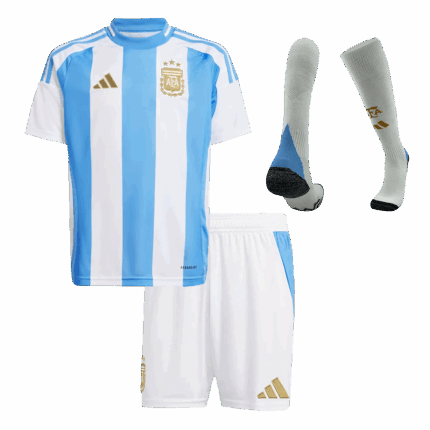 Argentina Home Kids Soccer Jerseys Full Kit Copa America