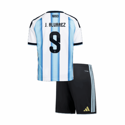 J.ALVAREZ #9 Argentina Home World Cup Kids Soccer Jerseys Kit 2026