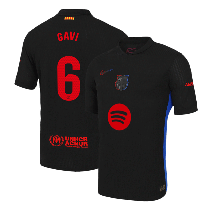 GAVI #6 Barcelona Away Authentic Soccer Jersey 2024/25 - Spotify Logo Without Text
