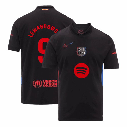 LEWANDOWSKI #9 Barcelona Away Soccer Jersey- Spotify Logo Without Text