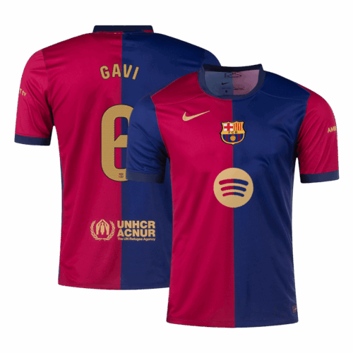 GAVI #6 Barcelona Home Soccer Jersey - Spotify Logo Without Text