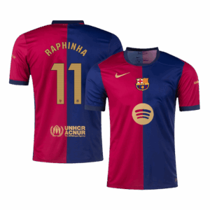 RAPHINHA #11 Barcelona Home Soccer Jersey - Spotify Logo Without Text