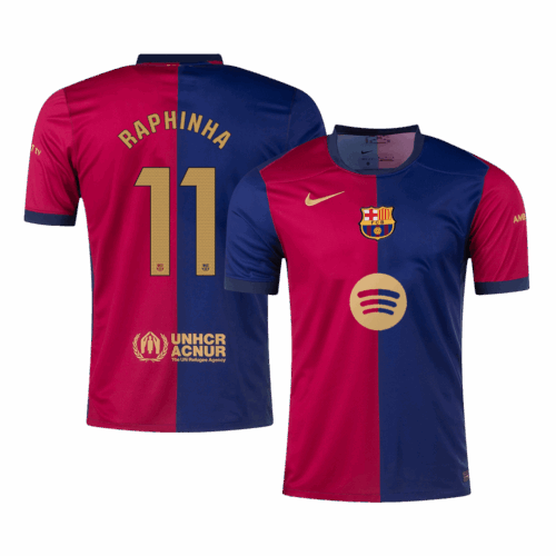 RAPHINHA #11 Barcelona Home Soccer Jersey - Spotify Logo Without Text