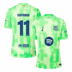 RAPHINHA #11 Barcelona Third Away Soccer Jersey - UCL（Spotify Logo Without Text）