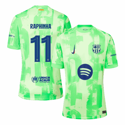 RAPHINHA #11 Barcelona Third Away Soccer Jersey - UCL（Spotify Logo Without Text）