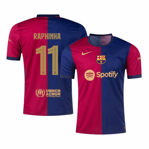 RAPHINHA #11 Barcelona Home Soccer Jersey - UCL