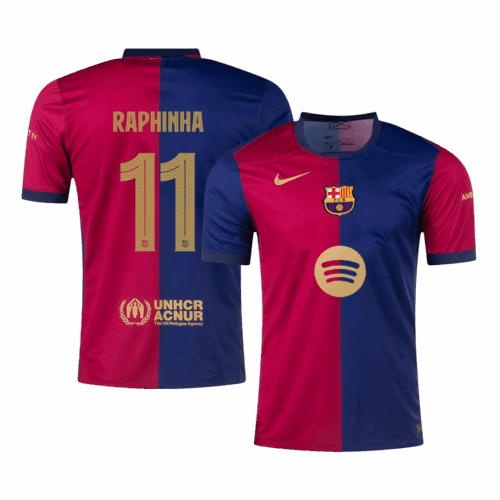 RAPHINHA #11 Barcelona Home Soccer Jersey - UCL(Spotify Logo Without Text)