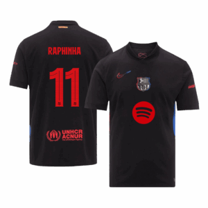 RAPHINHA #11 Barcelona Away Soccer Jersey - UCL (Spotify Logo Without Text)