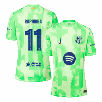 RAPHINHA #11 Barcelona Third Away Soccer Jersey - UCL(Spotify Logo Without Text）