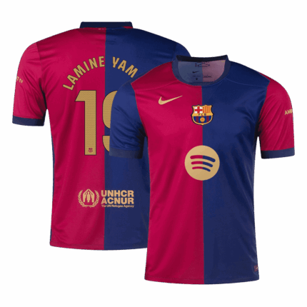 LAMINE YAMAL #19 Barcelona Home Soccer Jersey - Spotify Logo Without Text