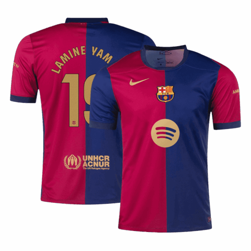 656938_1 LAMINE YAMAL #19 Barcelona Home Soccer Jersey - Spotify Logo Without Text
