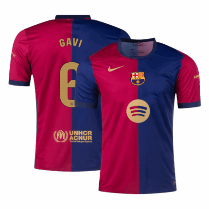 GAVI #6 Barcelona Home Soccer Jersey - Spotify Logo Without Text