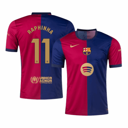 RAPHINHA #11 Barcelona Home Soccer Jersey - Spotify Logo Without Text