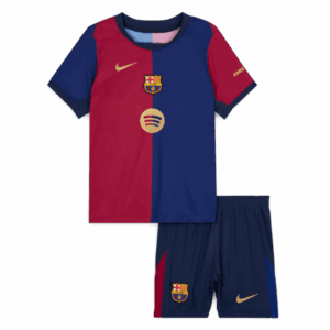 Barcelona Home Kids Soccer Jerseys Kit Spotify Logo Without Text