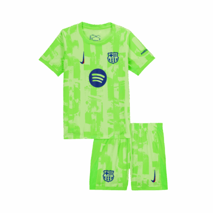 Barcelona Third Away Kids Soccer Jerseys Kit - UCL (Spotify Logo Without Text)