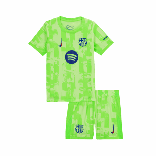 Barcelona Third Away Kids Soccer Jerseys Kit - UCL (Spotify Logo Without Text)
