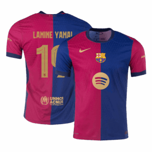 LAMINE YAMAL #19 Barcelona Home Authentic Soccer Jersey -UCL Spotify Logo Without Text