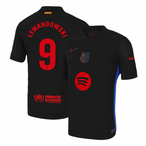 LEWANDOWSKI #9 Barcelona Away Authentic Soccer Jersey - Spotify Logo Without Text