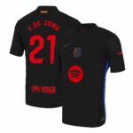 F.DE JONG #21 Barcelona Away Authentic Soccer Jersey - Spotify Logo Without Text