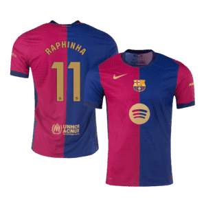 RAPHINHA #11 Barcelona Home Authentic Soccer Jersey - Spotify Logo Without Text