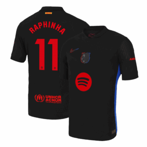RAPHINHA #11 Barcelona Away Authentic Soccer Jersey - Spotify Logo Without Text