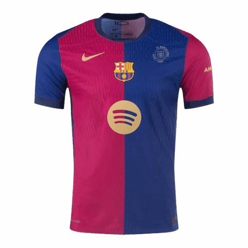 Barcelona Home Authentic Soccer Jersey - 125th Anniversary(Spotify Logo Without Text)