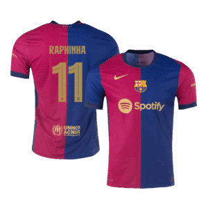 RAPHINHA #11 Barcelona Home Authentic Soccer Jersey- UCL