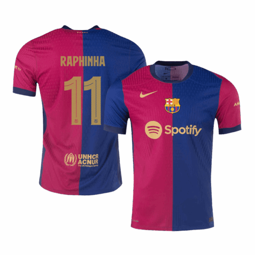 RAPHINHA #11 Barcelona Home Authentic Soccer Jersey- UCL