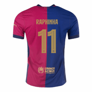 RAPHINHA #11 Barcelona Home Authentic Soccer Jersey- UCL - Image 3