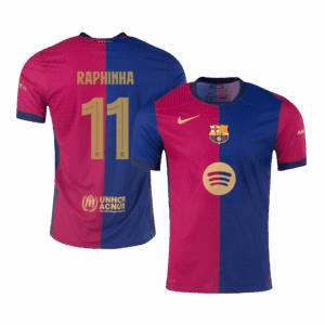 RAPHINHA #11 Barcelona Home Authentic Soccer Jersey - UCL(Spotify Logo Without Text)