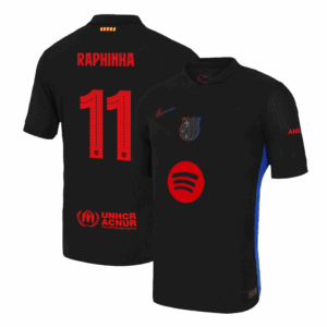 RAPHINHA #11 Barcelona Away Authentic Soccer Jersey - UCL (Spotify Logo Without Text)