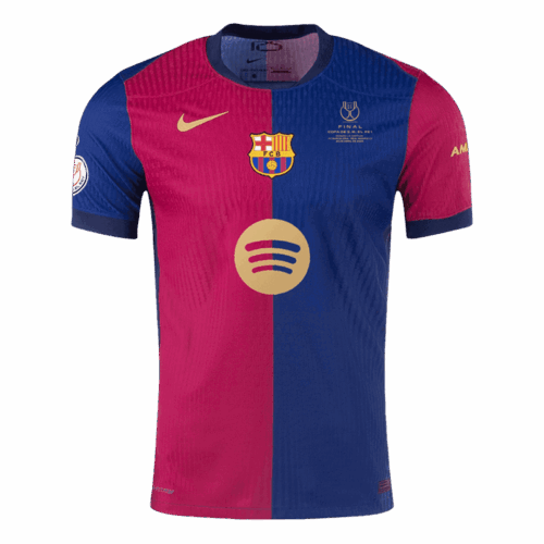 Barcelona Home Authentic Soccer Jersey - Copa del Rey Final