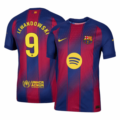 LEWANDOWSKI #9 Barcelona Home Authentic Soccer Jersey 2025/26