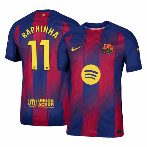 RAPHINHA #11 Barcelona Home Authentic Soccer Jersey 2025/26