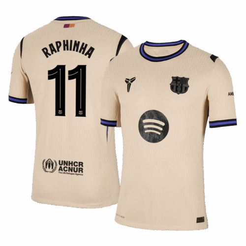 RAPHINHA #11 Barcelona Away Authentic Soccer Jersey 2025/26 - UCL
