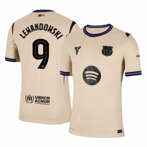 LEWANDOWSKI #9 Barcelona Away Authentic Soccer Jersey 2025/26 - UCL