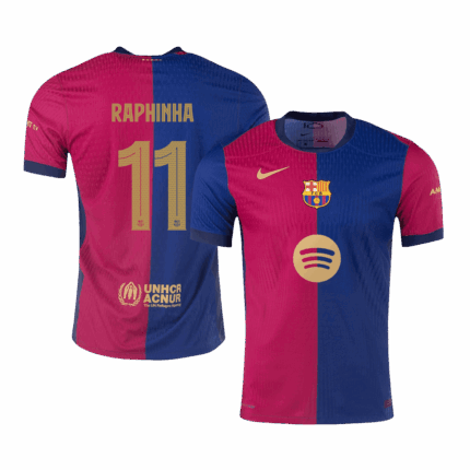RAPHINHA #11 Barcelona Home Player Version Jersey - UCL (Spotify Logo Without Text)