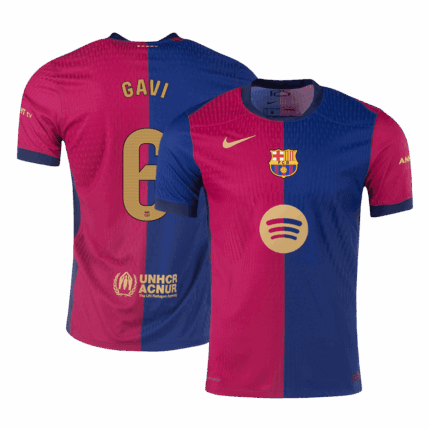 GAVI #6 Barcelona Home Player Version Jersey - Spotify Logo Without Text