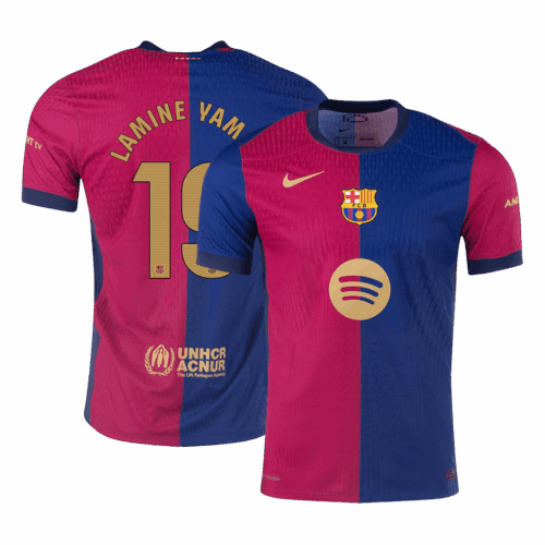 655255_1 LAMINE YAMAL #19 Barcelona Home Player Version Jersey - Spotify Logo Without Text