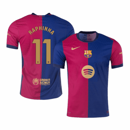 RAPHINHA #11 Barcelona Home Player Version Jersey - Spotify Logo Without Text