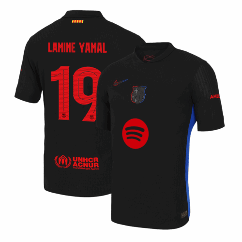LAMINE YAMAL #19 Barcelona Away Player Version Jersey - UCL(Spotify Logo Without Text）