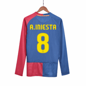 Retro Soccer Jersey A.INIESTA #8 Barcelona Home Long Sleeve 2008/09 - UCL Final