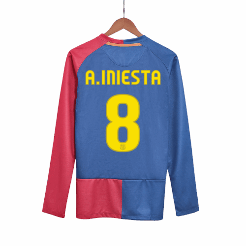 Retro Soccer Jersey A.INIESTA #8 Barcelona Home Long Sleeve 2008/09 - UCL Final