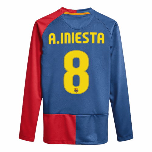 Retro Soccer Jersey A.INIESTA #8 Barcelona Home Long Sleeve 2008/09 - UCL Final - UCL