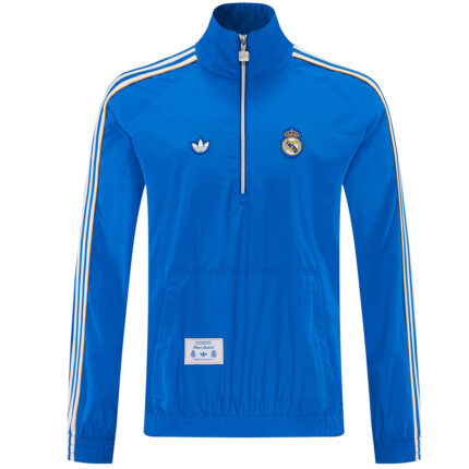 Real Madrid 1/2 Zipper Windbreaker Jacket Blue 2026