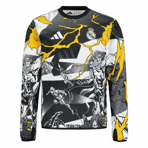 Real Madrid X Marvel Long Sleeve Jersey 25/26 Black&White