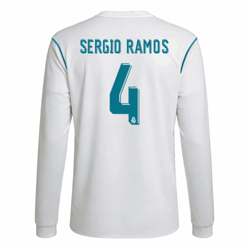 Retro Soccer Jersey SERGIO RAMOS #4 Real Madrid Home Long Sleeve 2017/18