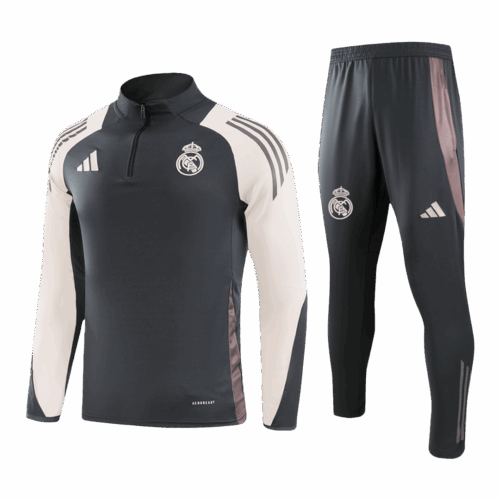 Real Madrid 1/4 Zip Tracksuit Gray