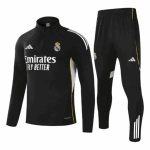 Real Madrid 1/4 Zip Tracksuit 2025/26 Black